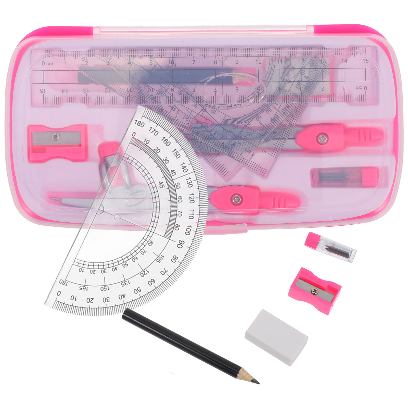 Math Geometry Set With Compass - 1 Compass Set Math Protractor Triangle