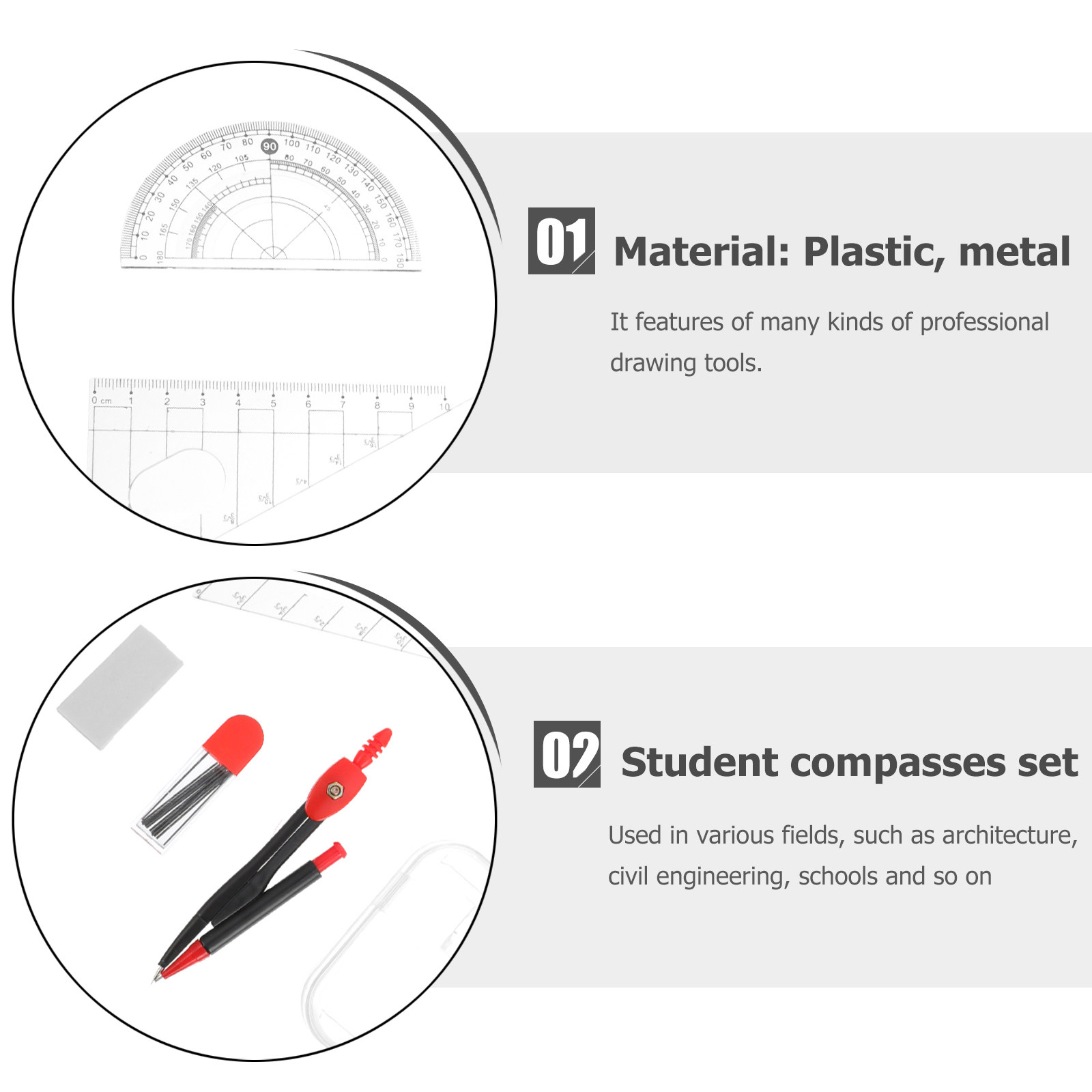 1Set Professional Metal Compas - огляд і ціна Math Geometry Set With Compass